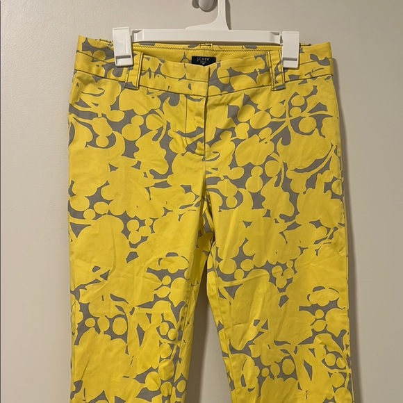 J Crew Stretch City Fit Yellow Spring Summer Capri Floral Pants Size 6 - Picture 1 of 5